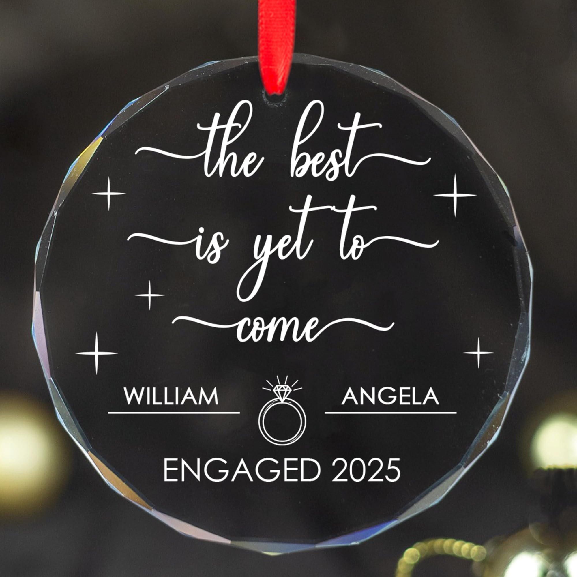 Engagement Gifts for Couples - Personalized Present for Newly Engaged Couples - Gifts for Her, Bride to Be - Just Engaged Gift for Her, Friends - Engagement Gift - Crystal Ornament