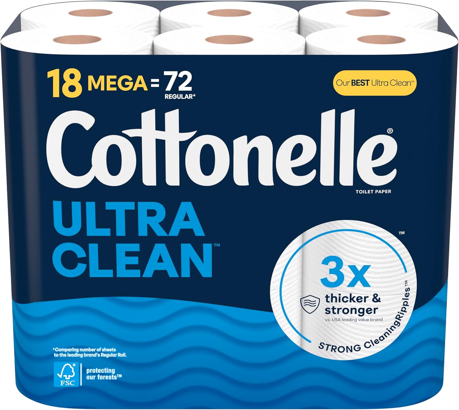 Photo 1 of Cottonelle Ultra Clean Toilet Paper: 18 Mega Rolls (72 Regular Rolls), 284 Sheets Each