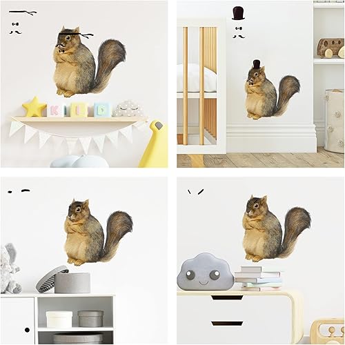 Miniatura 3 de Calcomanía de pared de ardilla con accesorios decorativos, extraíble, despegar y pegar, impermeable, decoración de pared para niños, bebés, aula,
