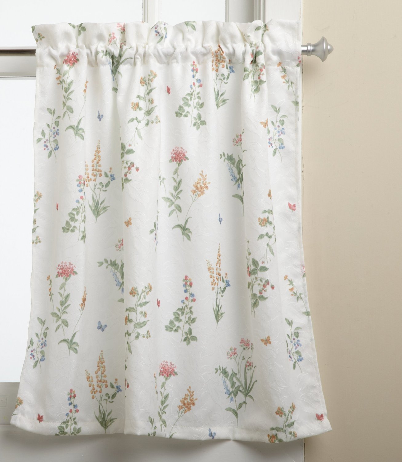 Lorraine Home Fashions English Garden 55-inch x 36-inch Tier Curtain Pair, White/Multi