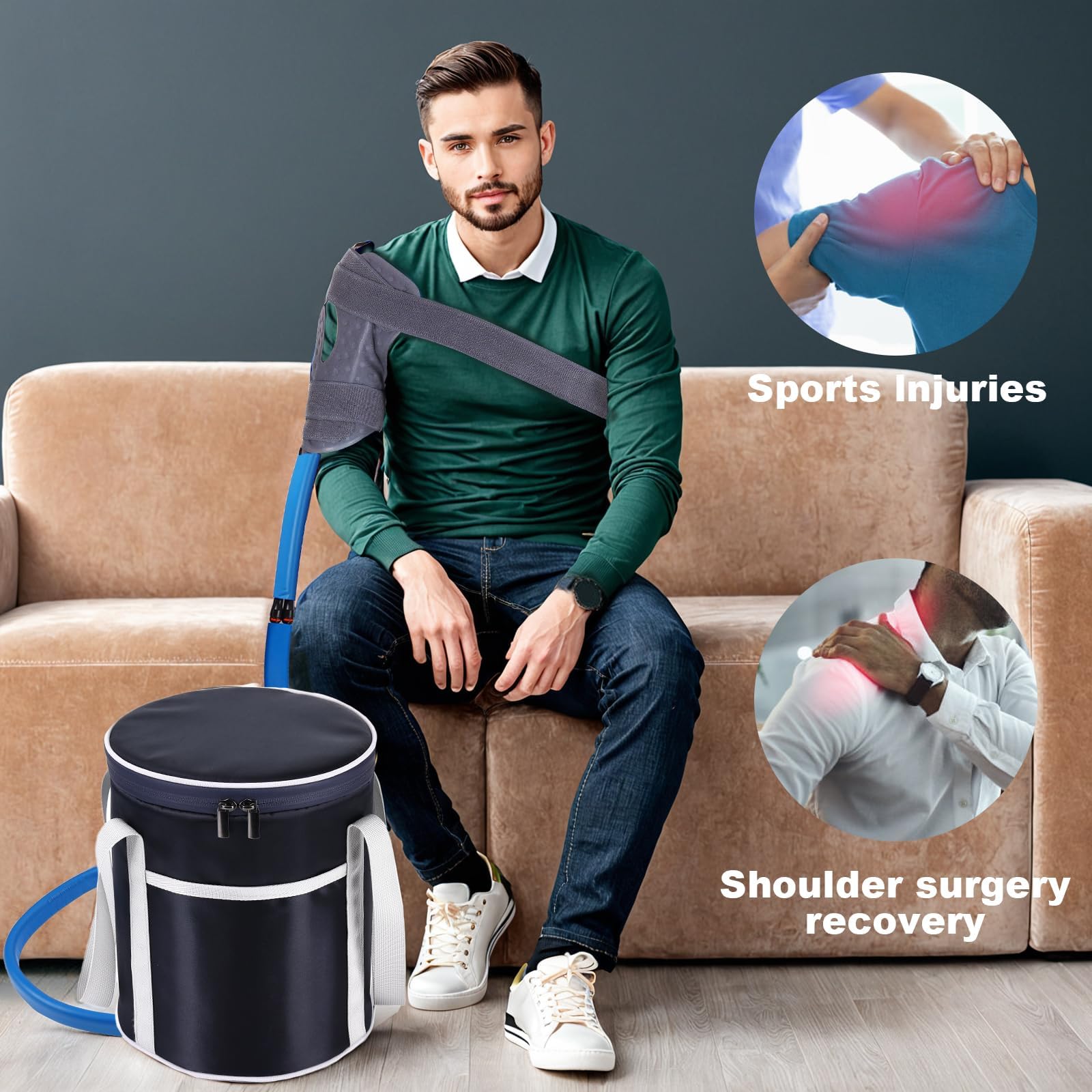 Portable Ice Machine for Knee After Surgery, Cold Therapy machine for Sports Injuries, Strain and Sprain, Cryotherapy Kit System with Quiet Pump and Universal Compression Pad