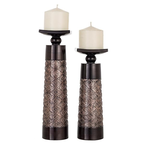 Elegant Coffee Table Centerpieces That Refresh Your Living Room 17 Sculptural Brown Pillar Candle Holders