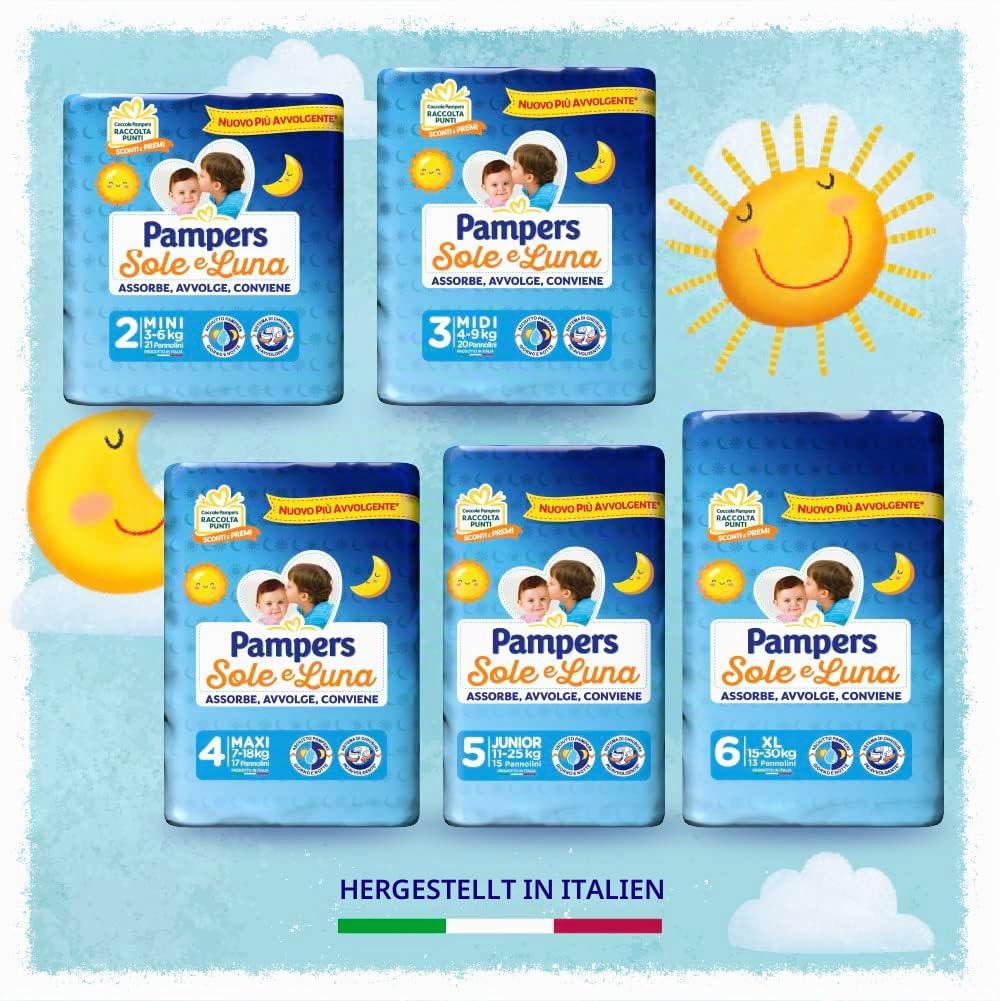 Pampers Sonne und Mond Windeln, Unisex, Junior, Größe 5 (11-25 kg), 120 Windeln