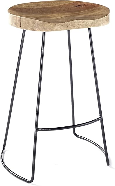 North interiors Elm Home And Garden designer kitchen pub bar stool 70cm High White Black Copper (Black Frame)