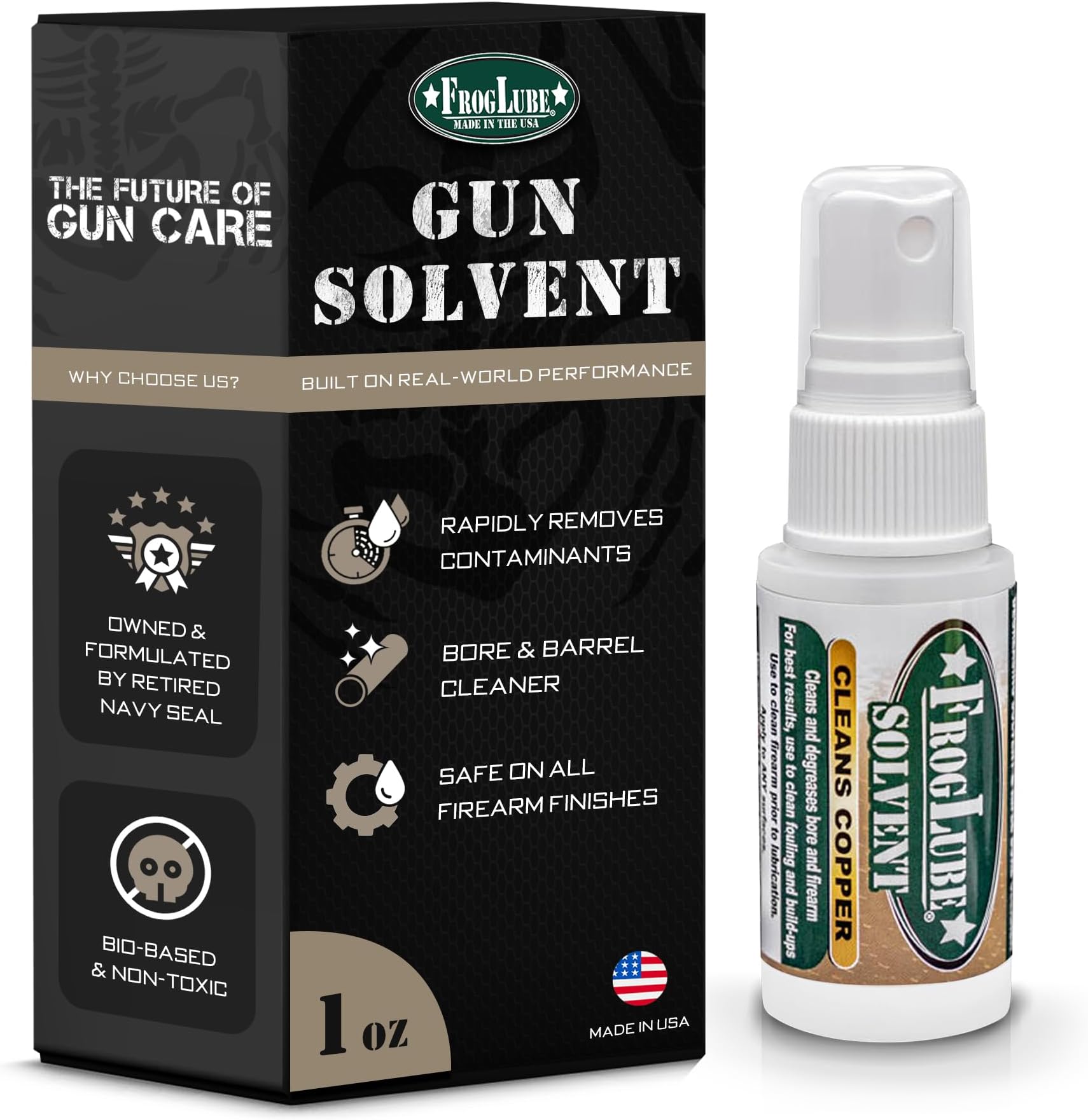 Gun Cleaning Solvent - Gun Cleaner Spray - Bio-Based Gun Cleaner for Carbon, Fouling, & Copper - Owned & Developed by Retired Navy Seal