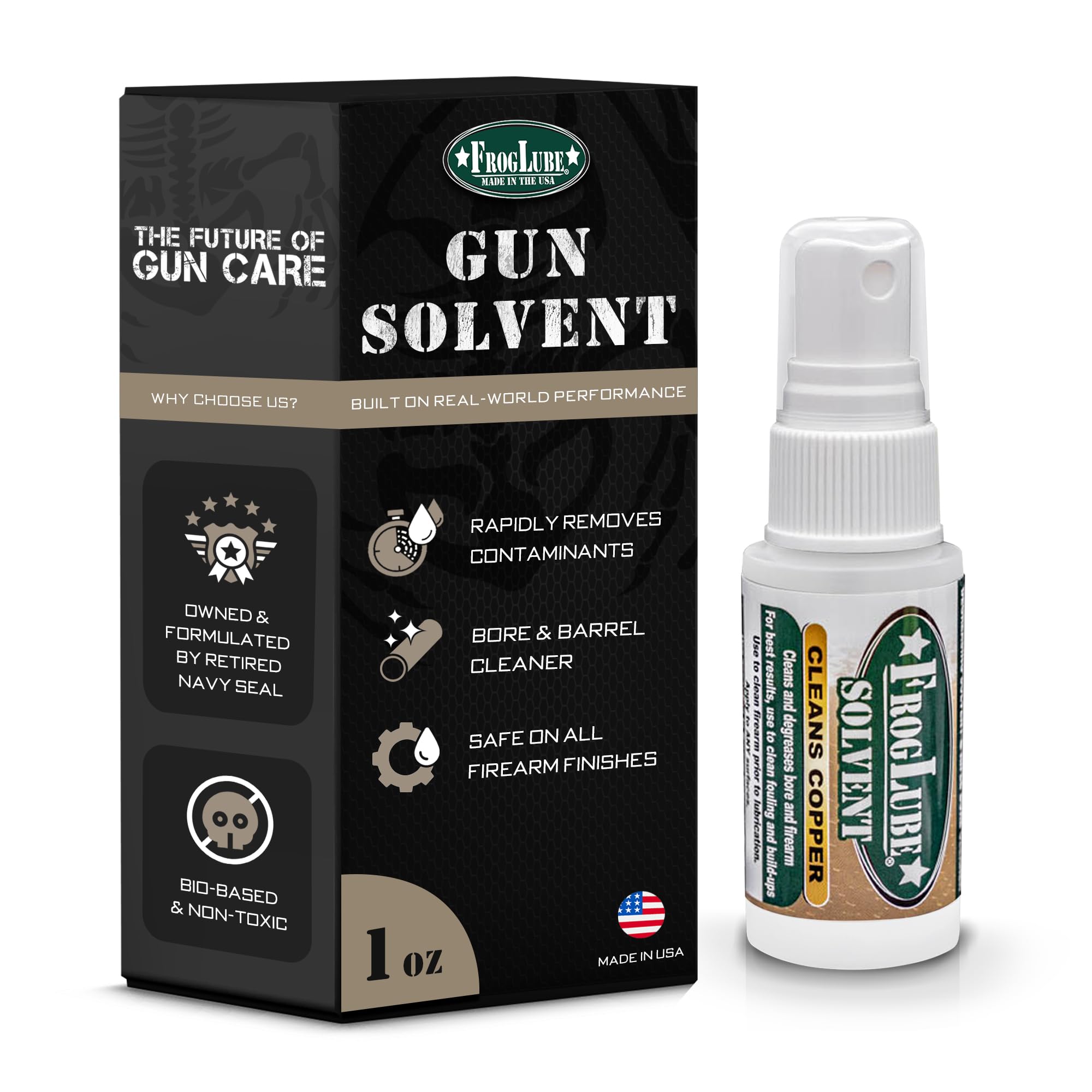 Frog Lube Gun Cleaning Solvent - Gun Cleaner Spray - Bio-Based Gun Cleaner for Carbon, Fouling, & Copper - Owned & Developed by Retired Navy Seal