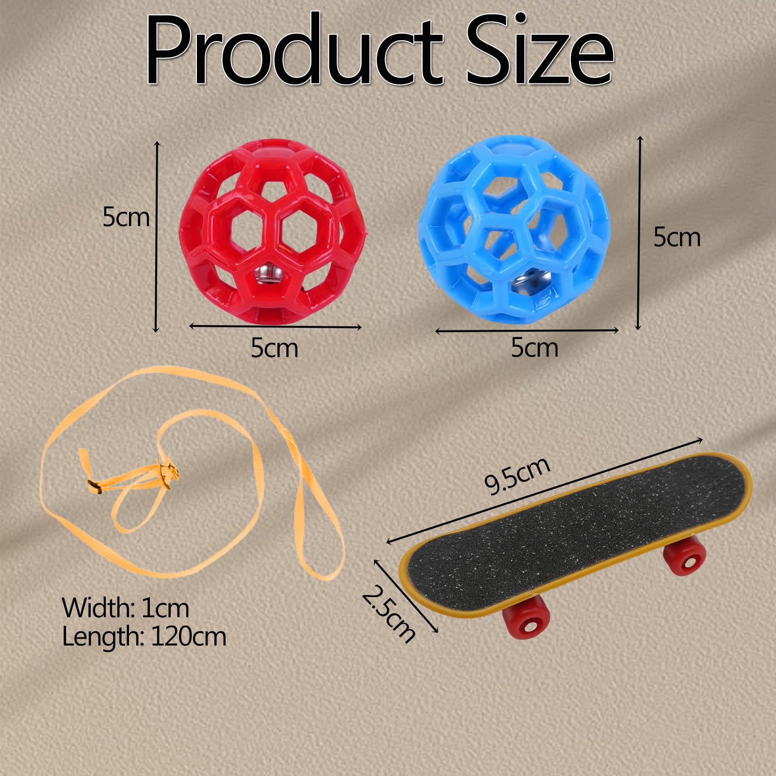 GETJOY Tortoise Skateboard and Toys Set, 1 Skateboard with 2 Hollow Bell Balls, 5 Cm Feeding Balls and Leash, Mini Skateboard, Interactive Play for Pet Health and Exercise - Image 2