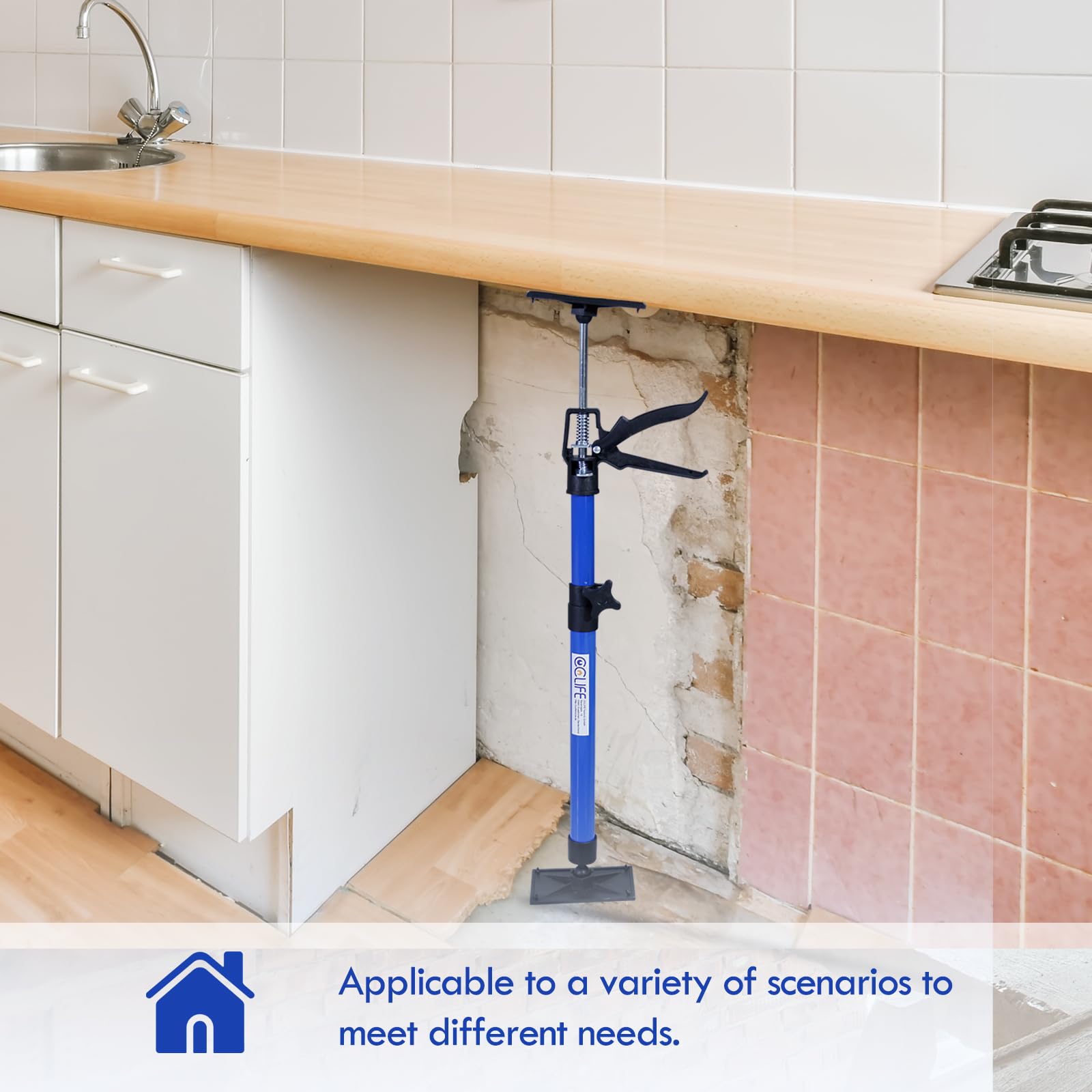 CCLIFE 2 piezas Puntales Techo Puntal Telescópico Soporte Techo Soporte Telescópico Extensible de 50-115 cm Carga hasta 30 kg Tensores de Puertas para Construcción Obras
