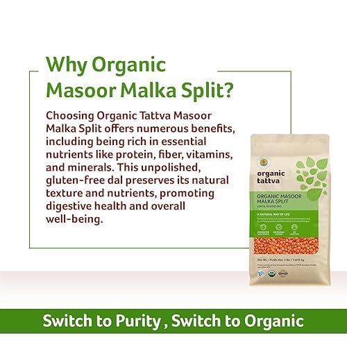 Miniatura 7 de Masoor Malka orgánico dividido empaquetado en paquete al vacío de 4 libras