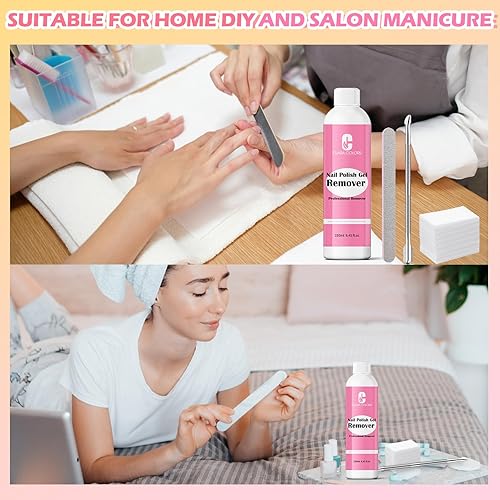 Miniatura 5 de Clara Colors Kit de removedor de esmalte de uñas de gel, 8.5 fl oz, removedor de esmalte de uñas profesional rápido y fácil para uñas con