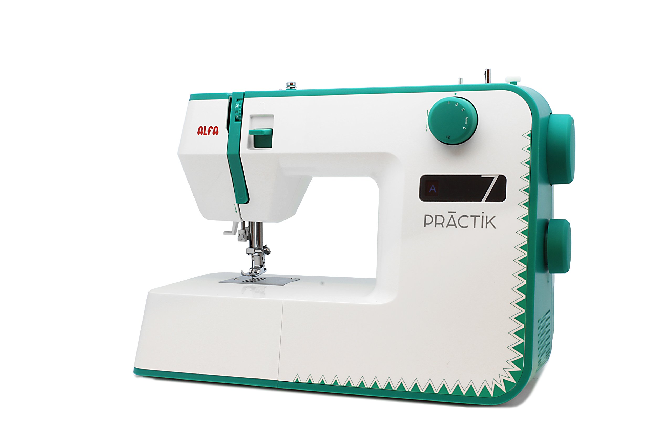 Alfa Practik 7 macchina da cucire, 23 punti, luce a LED, telaio metallico