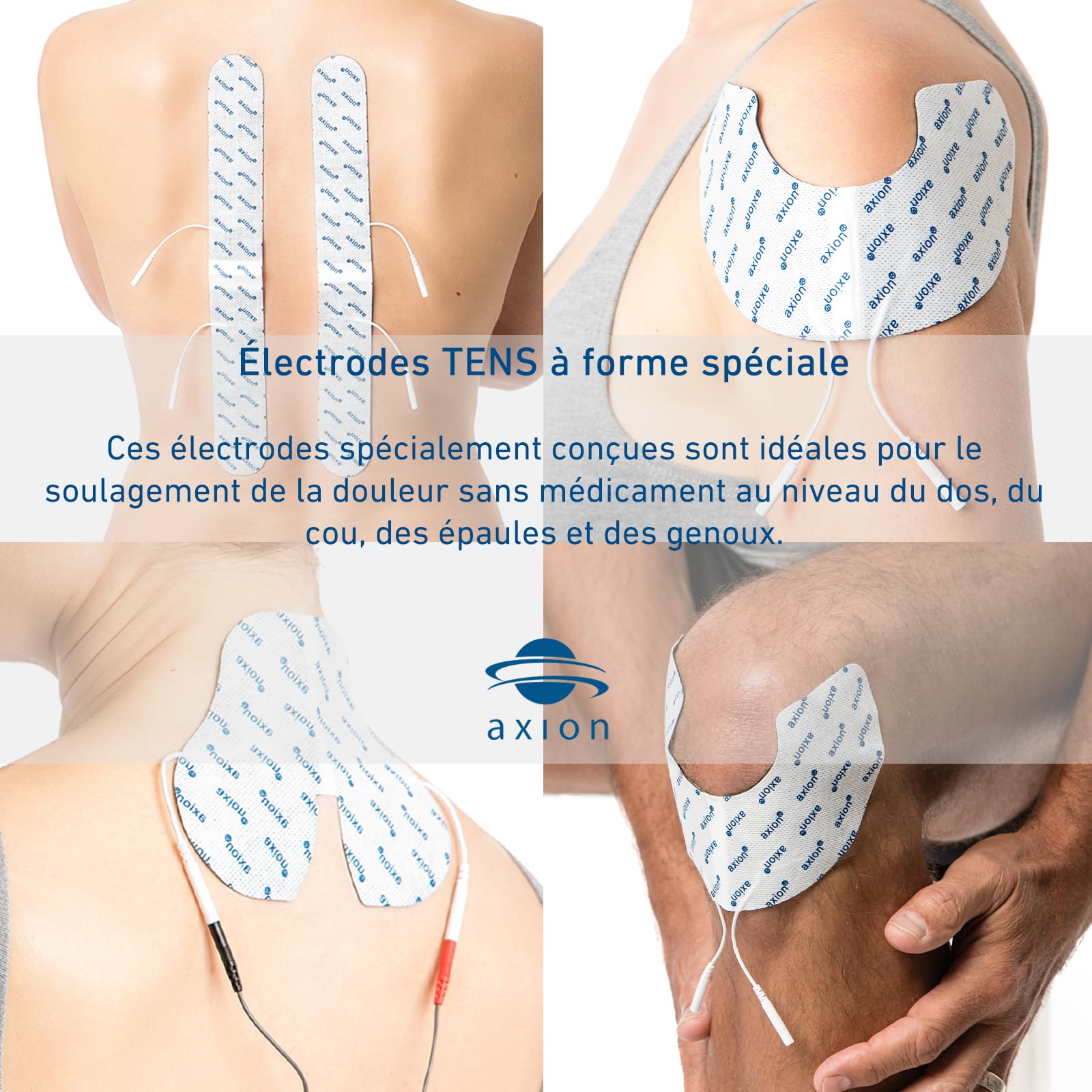 Set d'électrodes compatibles électrostimulateur TENS EMS | pads contre mal de dos | Soulage douleurs dorsales, nuque et épaules | patch avec connexion filaire de 2 mm | électrostimulation