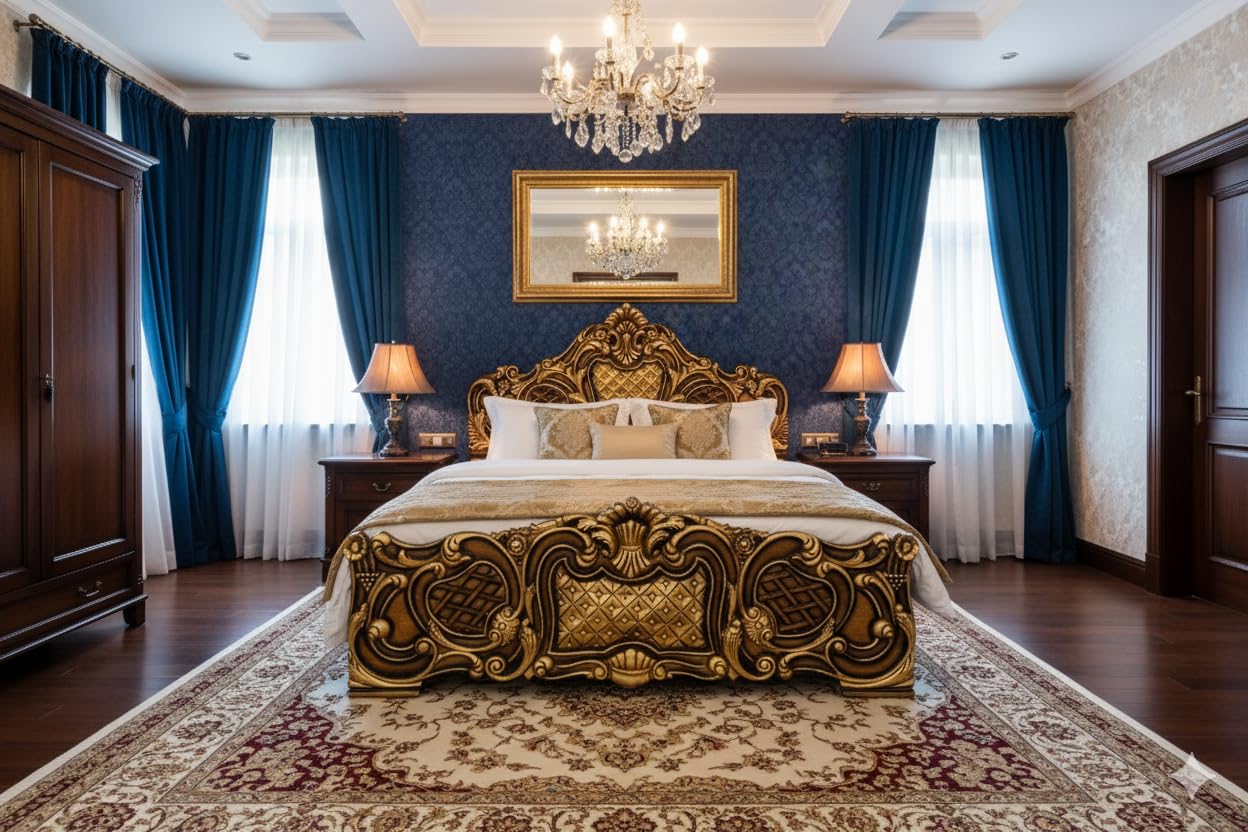 Wooden King Size Bed Sheesham Wood with Luxury & Beautiful Carving Work and Beautiful interiors for Royal Bedroom & Halls | (3)-image-2