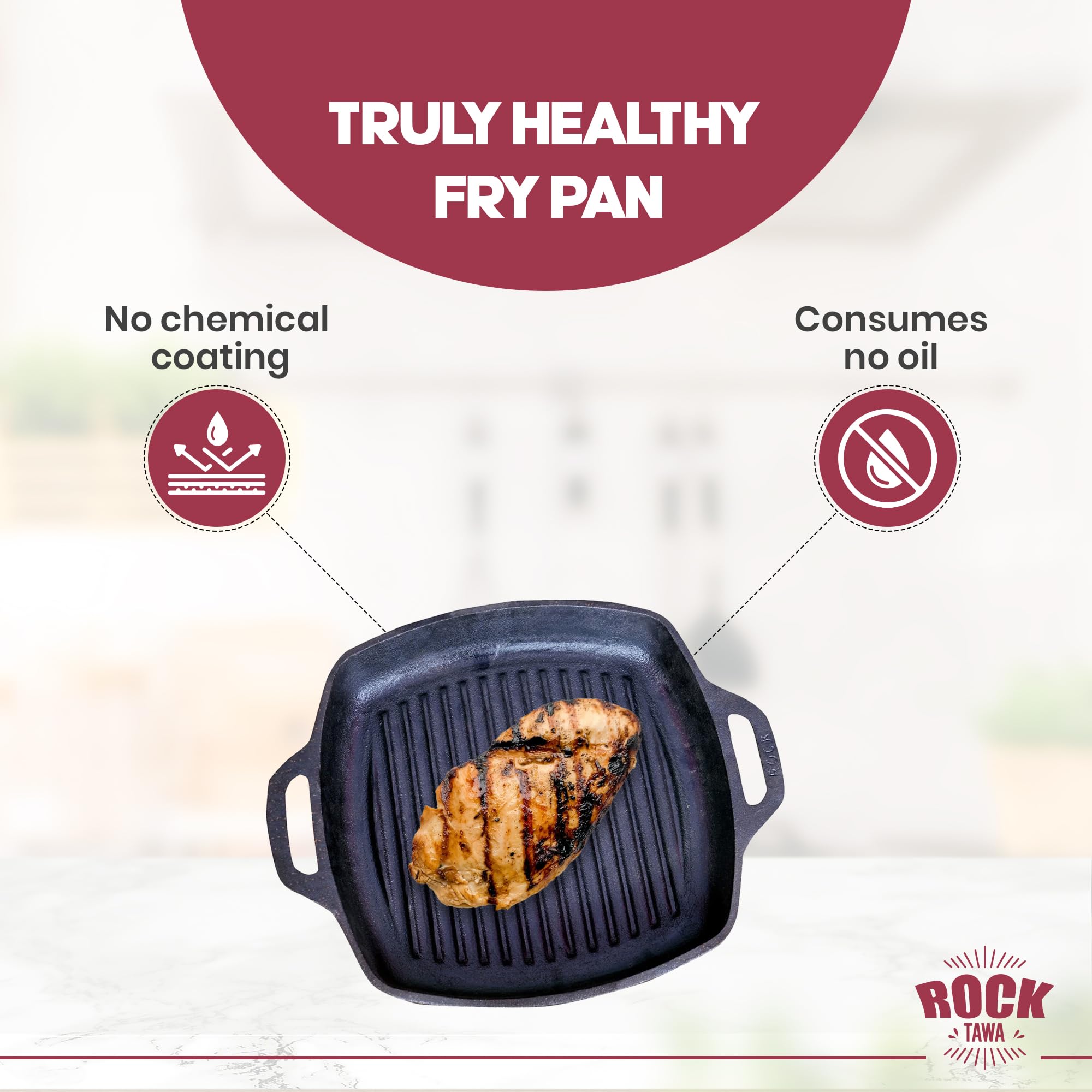 Rock Tawa Induction Base Cast Iron Tawa, 10.5 Inches, Black - Image 2 thumbnail
