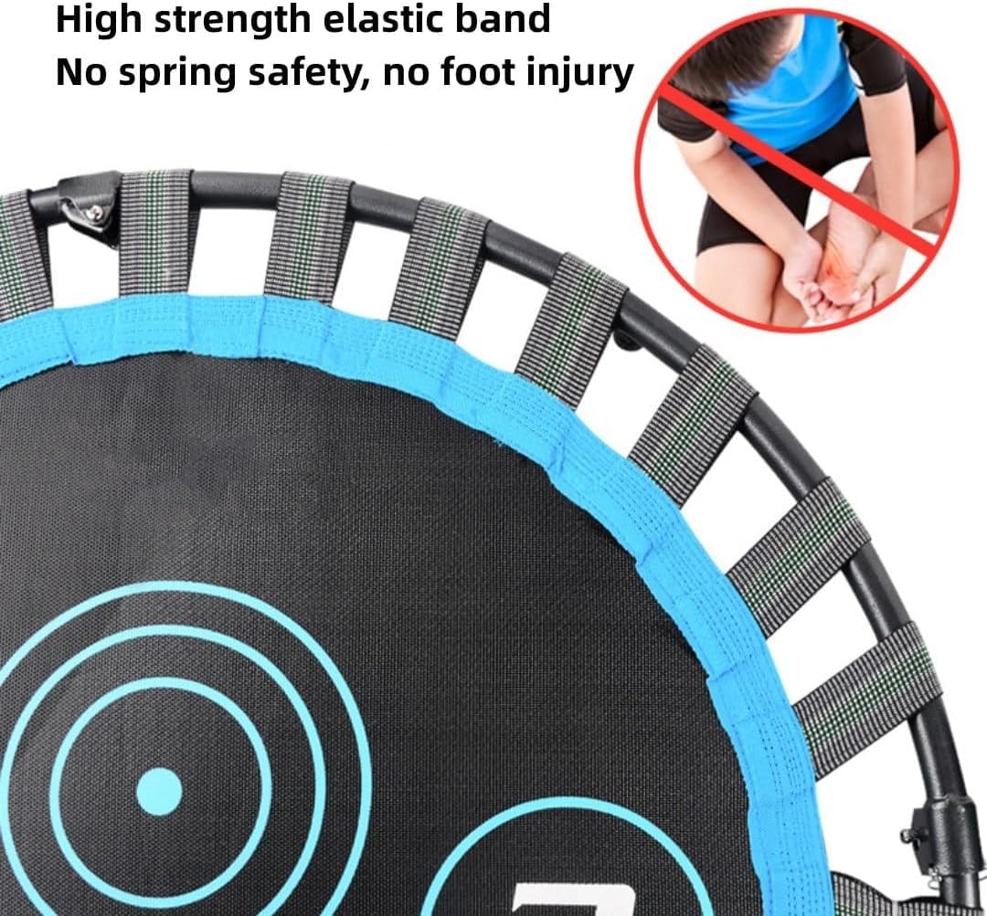 Trampolín Plegable De 40 ", Mini Trampolín De Fitness Silencioso con Pasamanos, Sistema De Diseño De Cuerda Elástica, La Mejor Opción para Ejercicio Aeróbico, Adecuado, with armrest