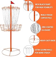 Vista 2 de Disc Golf Basket - Portable Disc Golf Target with Heavy Duty 24-Chains Come with 6pcs Disc Golf Discs and Carry Bag, Ground Stake -Suitable for