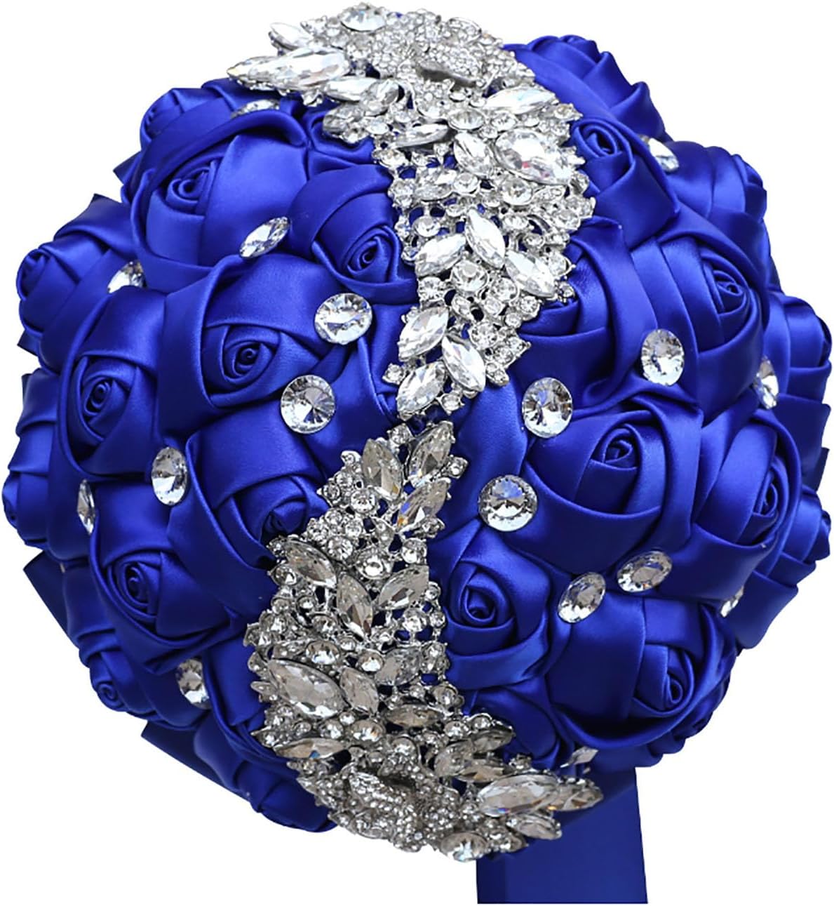 Handmade Wedding Bride Bridesmaid Bridal Bouquet Rose Holding Toss Artificial Flowers Bouquets with Satin Ribbon Rhinestone for Brides Wedding Celebration Bouquet Decor