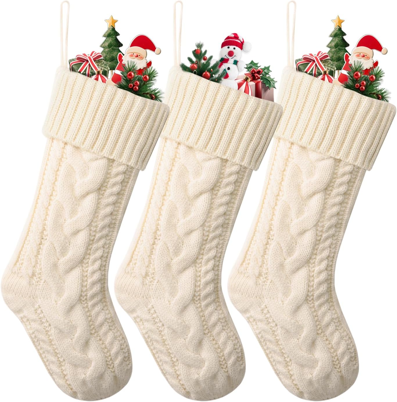ELEGANTPARK Christmas Stockings 4 Pack Knitted Green Red Christmas Stockings Large Xmas Decoration for Holiday Fireplace Hanging Holiday Decoration for Family Kids Xmas 18 Inch