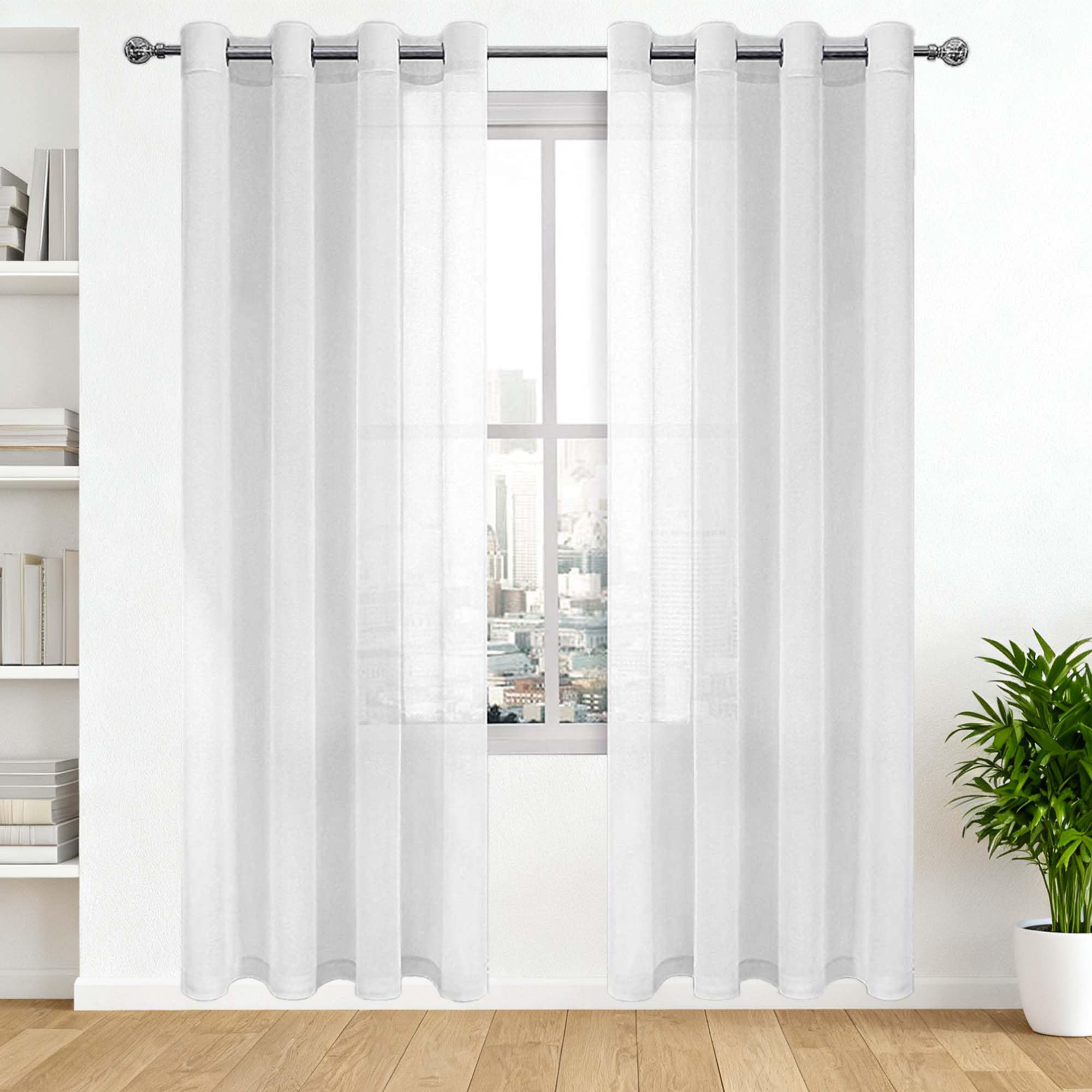 Rideau voilage transparent blanc 700x145 cm pour fenêtre de chambre adulte et salon
