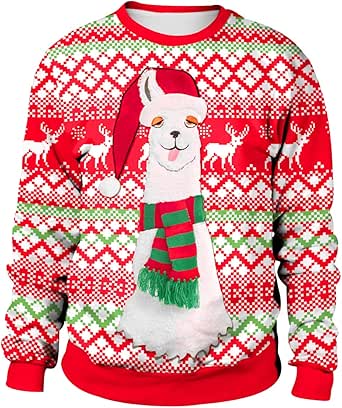 Weihnachtspullover Herren Ugly Christmas - Lockere Passform S-XXL - Mit Weihnachtsmann Motiv