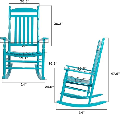 Miniatura 3 de Fadidio Juego de 2 sillas mecedoras para exteriores, mecedoras para campamento, patio, madera de polietileno, extensas, respaldo alto, 350 libras, a