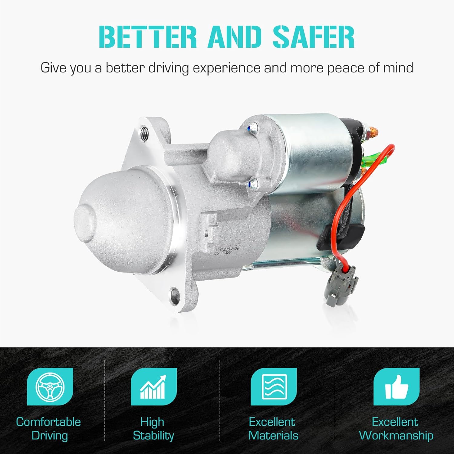 6749 Starter for Nissan Sentra 1.8 1.8L 2003 2004 2005, 1.1KW 9 Teeth, Replaces 410-12256, S114-900, 9000908, 23300-8U300, 91-01-4643, 140-6055