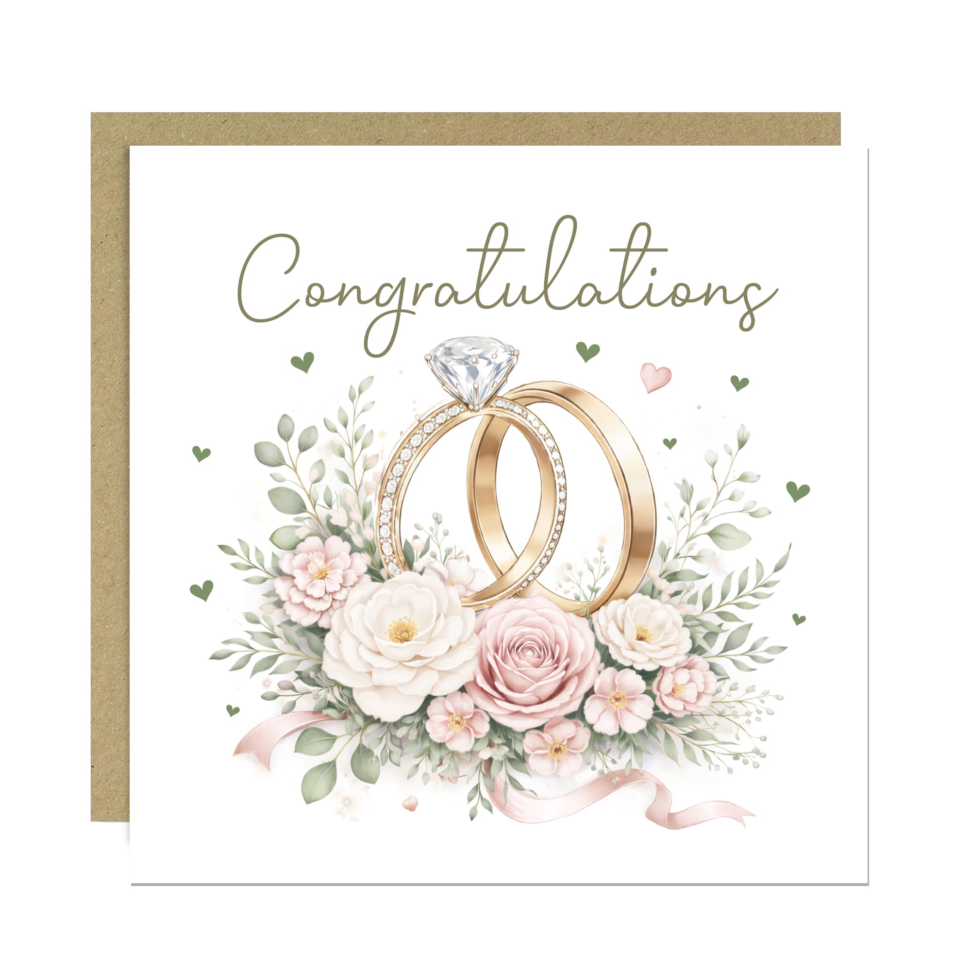 RED OCEAN Congratulations Card For Mr And Mrs With Kraft Envelope Card for Bride and Groom Congratulations Card For Wedding Day