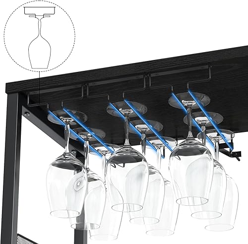 Miniatura 7 de IDEALHOUSE Armario de bar de vinos de 3 niveles con estante y cajón desmontable para vinos, aparador industrial y gabinete de buffet con soporte de