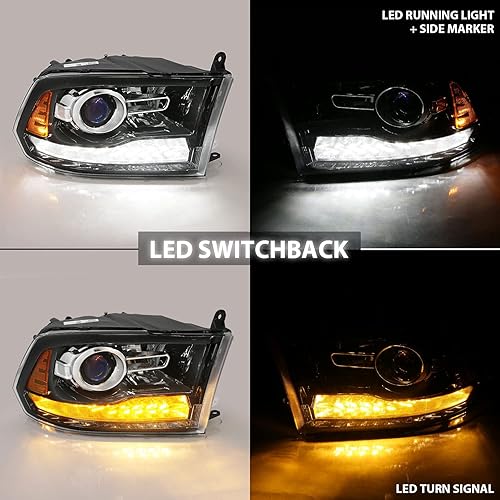 Miniatura 7 de AmeriLite - Foco LED de faro DRL direccional para Dodge Ram 1500 2500 3500 lado del pasajero y del conductor