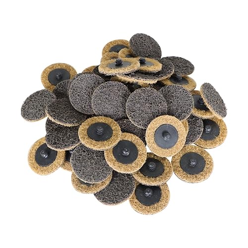 findmall 50 discos de acondicionamiento de preparación de superficie de cambio rápido marrón de 2 pulgadas, grano grueso para limpieza, acabado y
