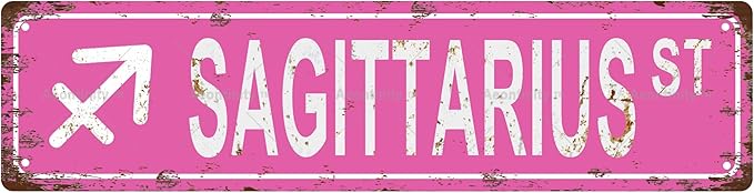 SAGITTARIUS Star Sign Zodiac Sign Vintage Metal Tin Sign, Street Sign, Home Decor, Room Decor, Wall Decor, Bathroom Decor, Bar Decor, Cafe Decor, Garage Decor, 16 x 4 Inch