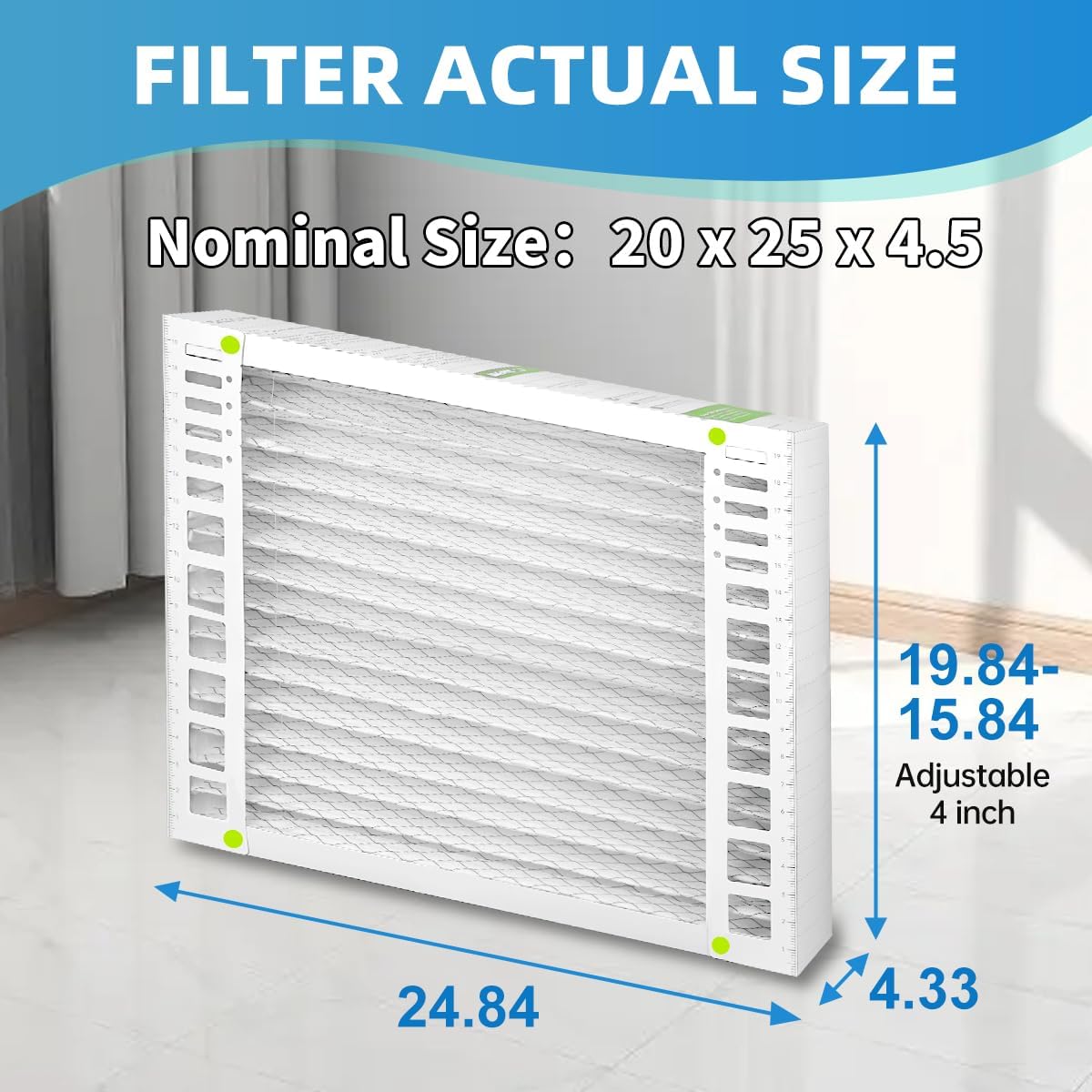 AMP-11-2025-45 20x25x4.5 Replacement Filter MERV 13 Compatible with AMP-11-2025-45 Pleated HVAC Purifier Filter Furnace Air Filters for Home Actual Size: 24.84 x 15.84-19.84 x 4.33 1 Pack