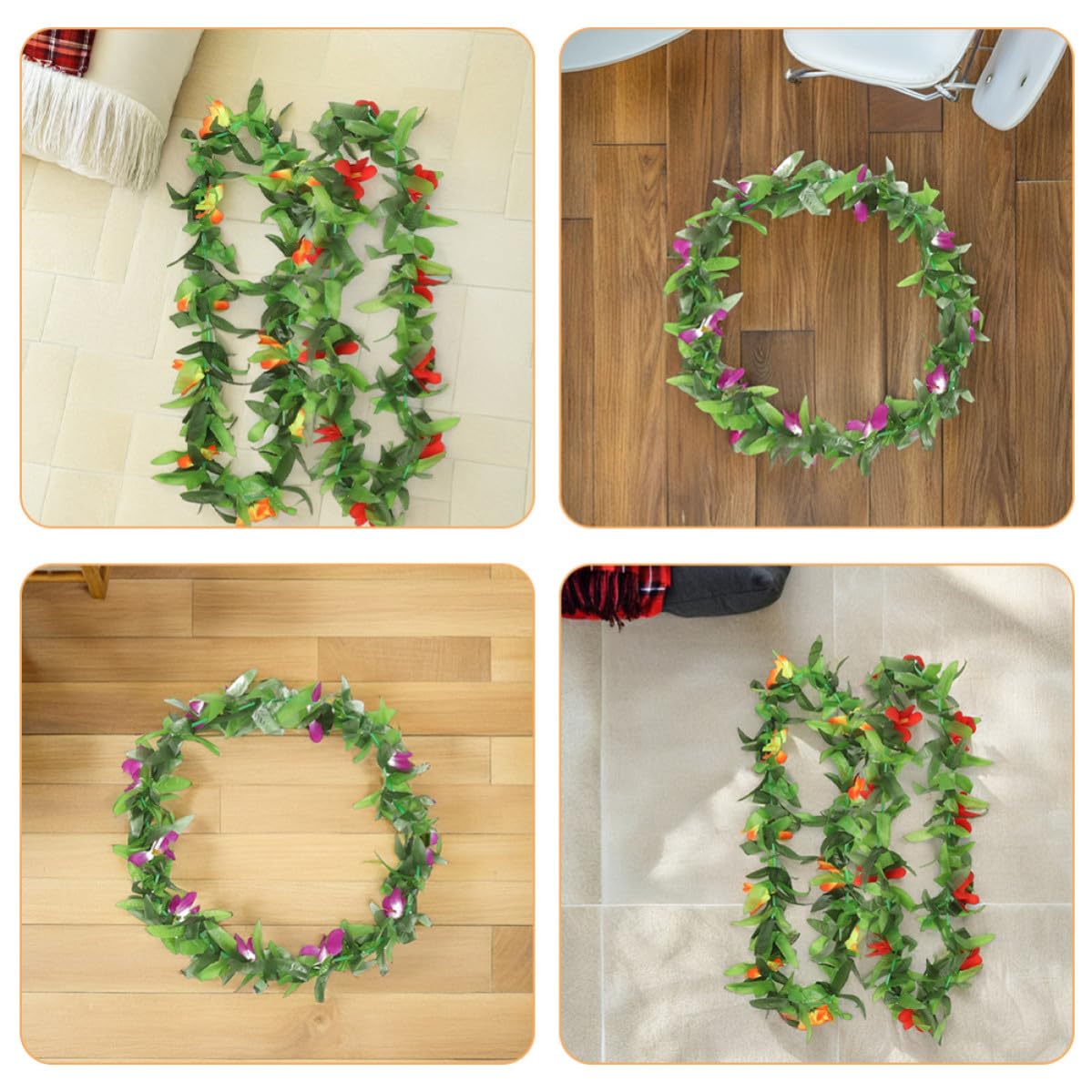 TOYANDONA Guirnalda de Fibra de Poliéster, Ligera y Hojas Verdes Hawaiana Flores Vibrantes Secado Rápido para Celebracion Verano para Fiestas Temáticas y Actividades Grupales