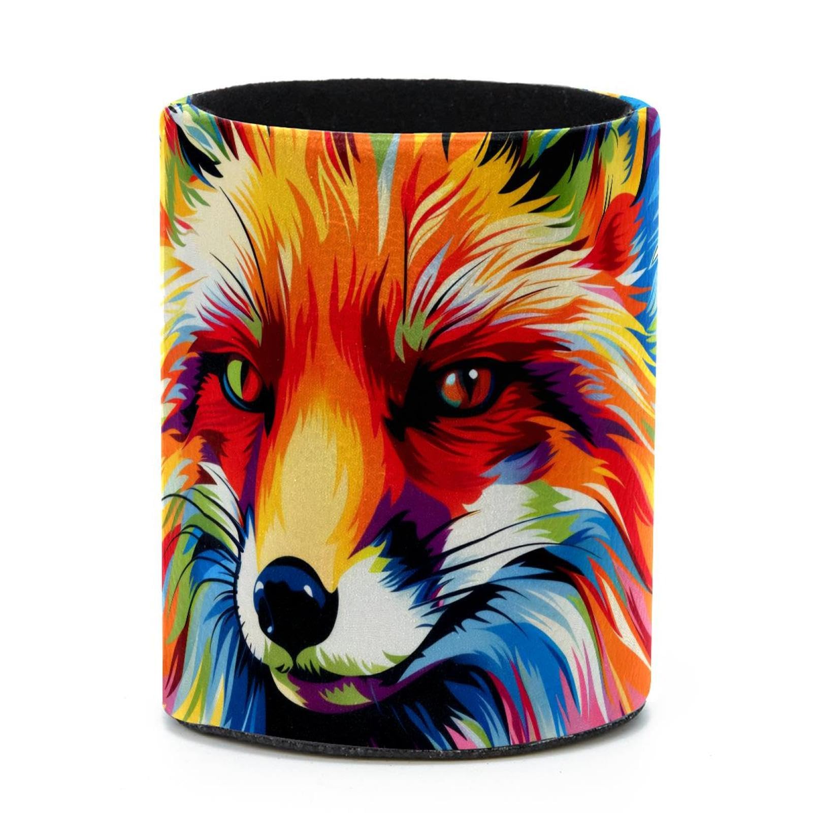 VAPOKF Round Pencil Holders for Desk, Colourful Fox Pen Holders Pen Pot Makeup Brushes Storage Desktop Stationery Supplies Organiser for Home Office