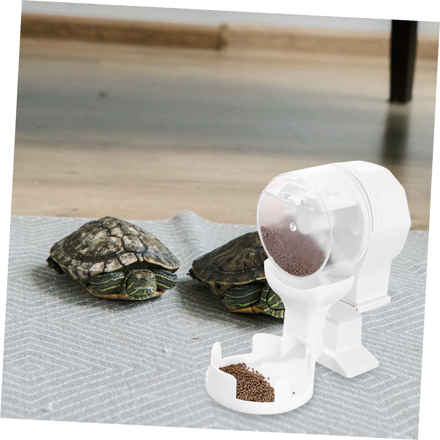 Dispenser Automatico per Rettili e Tartarughe 100ml Ciotola Stabile in Plastica Bianca Vassoio Alimentatore per Alimentazione Controllata in Terrario