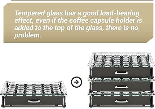 Miniatura 7 de Sanduby Cajón de cristal templado para cápsulas de café compatible con 36 vainas capacidad K organizador de almacenamiento para mostrador cocina