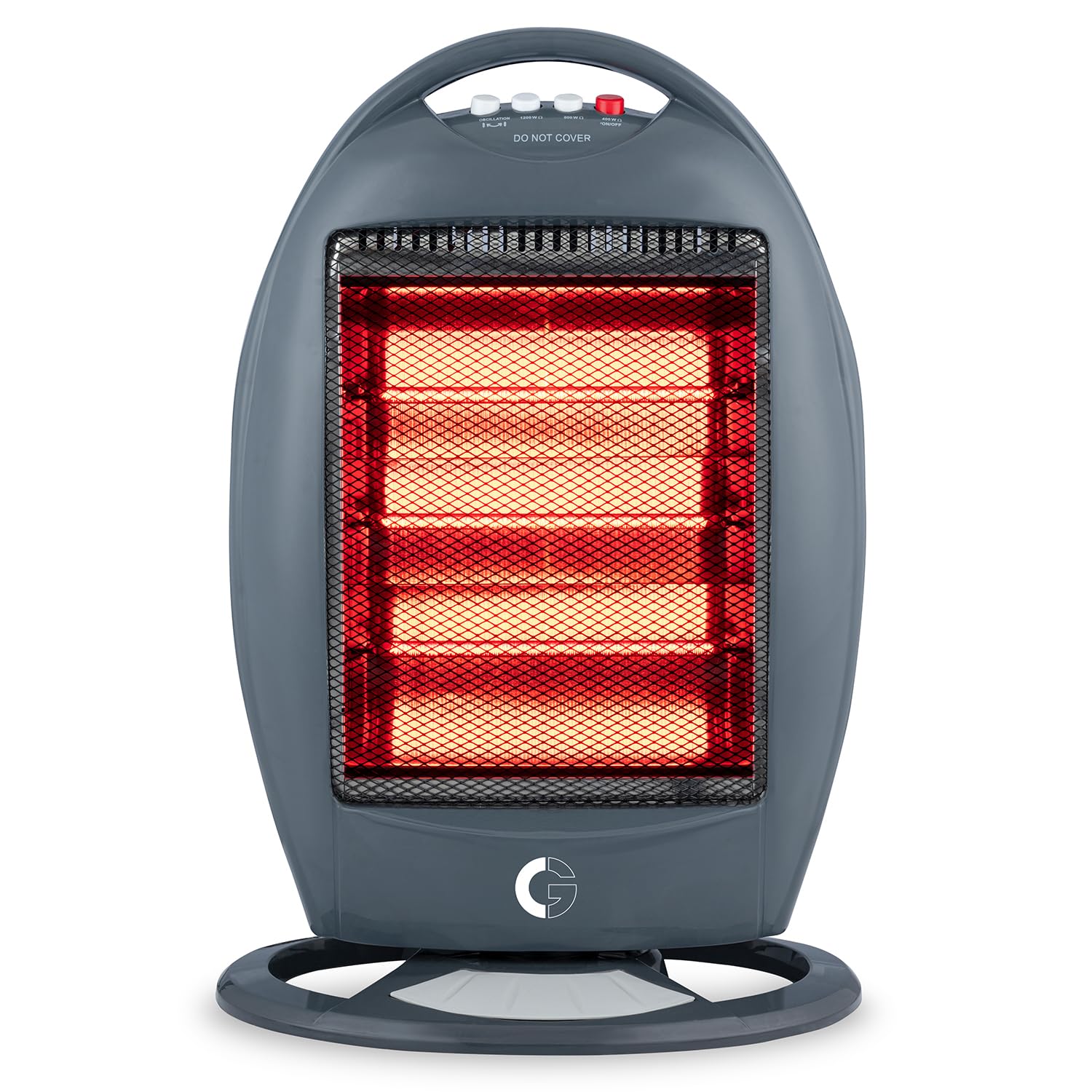 CG Beluga 3H Halogen Room Heater | All New Red Halogen | 3 Heat Settings | Tip Over Safety Switch | Noiseless Operation | Ideal for Rooms up to 150 sqft | Long Cord | Grey