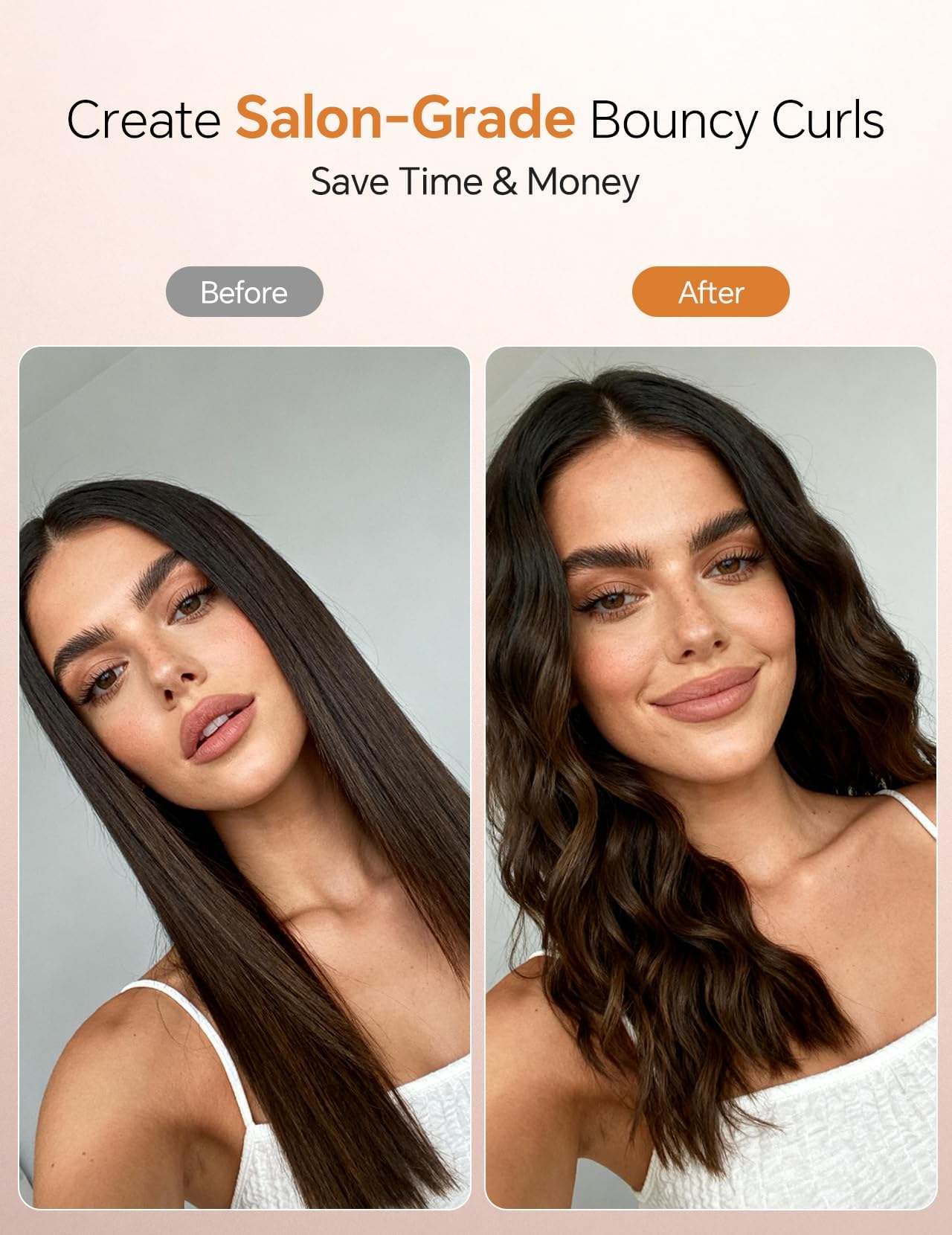 LANDOT Boucleur à Cheveux Automatique 25mm – Ondulations Beach Waves Faciles, 8 Températures 150-220°C et Rotation Double pour des Boucles Parfaites. Idéal Cadeau Femmes (Roségold)