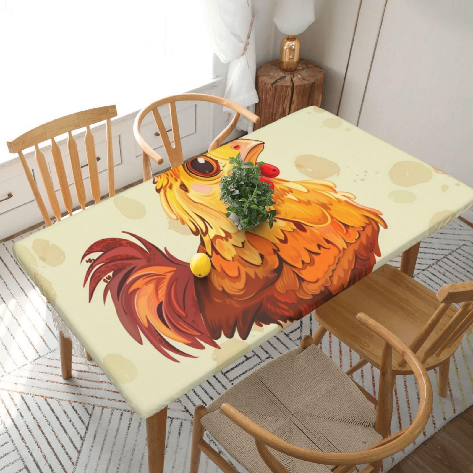 WPKJU Chicken Chick Printed Tablecloths 5ft Rectangular Table Covers Washable Polyester Decorative Table Cloth for Dining Table Picnic Wedding