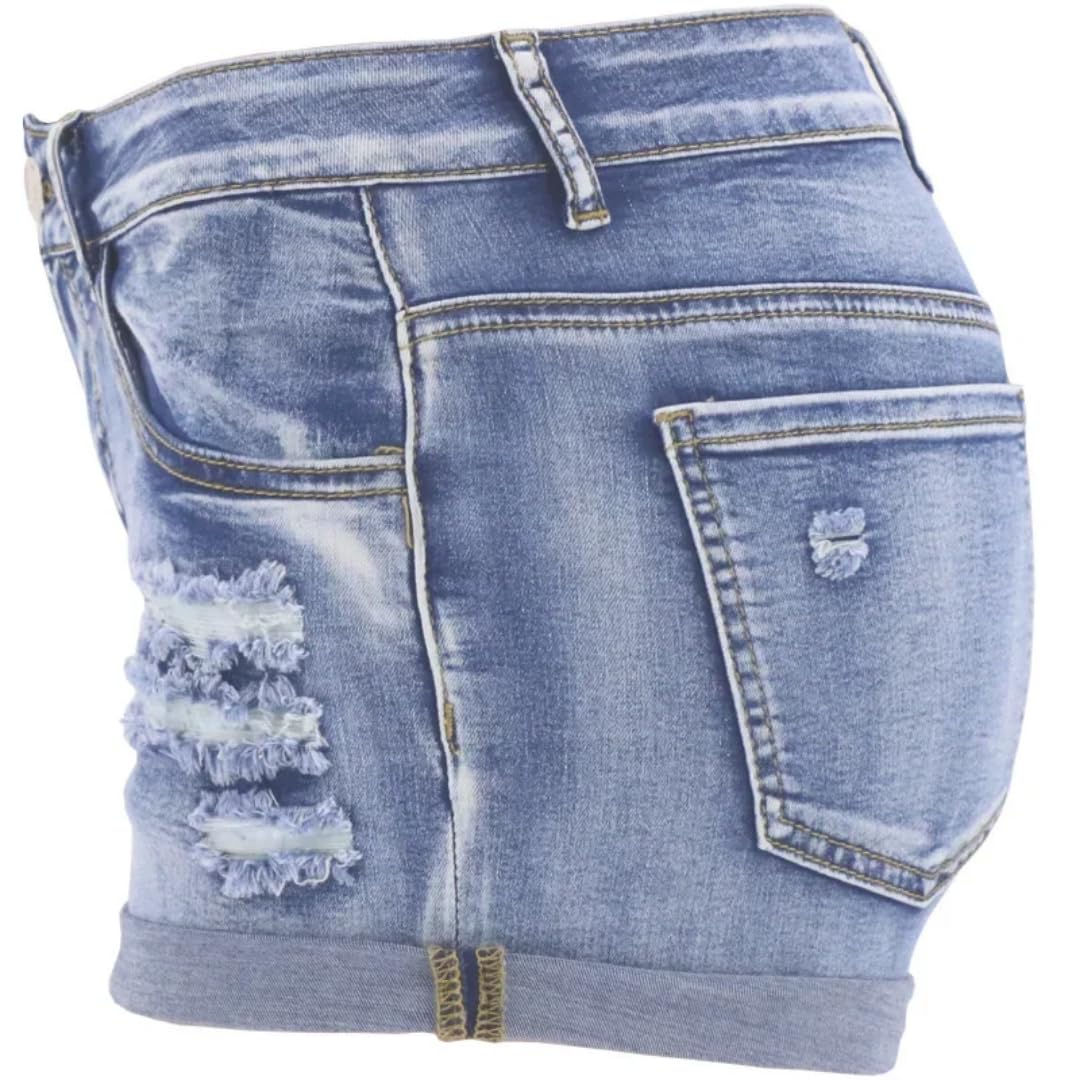 Short Jogging Femme Les Femmes De Split Denim Shorts Plage Sauvage Mode Sexy Mid Taille Curled Cuff Élastique Slim Fit Casual Shorts
