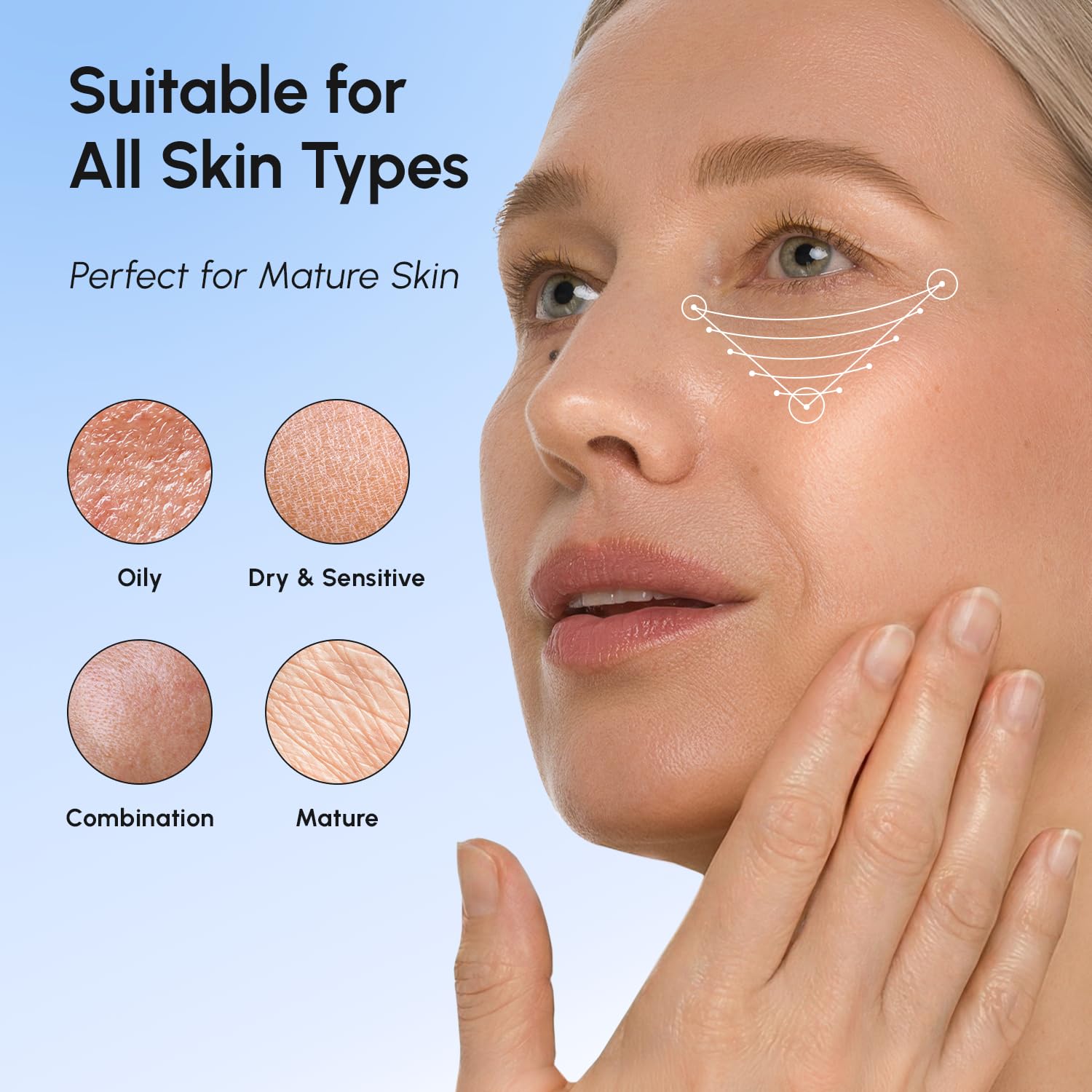 MAREE Parches invisibles debajo de los ojos para ojos hinchados y ojeras con colágeno péptido, cafeína y retinol, máscaras de ojos para mujeres y hombres para bolsas debajo de los ojos y reducción de