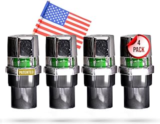 Tire Pressure Monitoring Valve Caps Sensor Gauge - Advanced Detection System, 60 PSI Sensing Air Alert Indicator for Cars, Trailers, Bikes - Chrome-Plated, Pack of 4