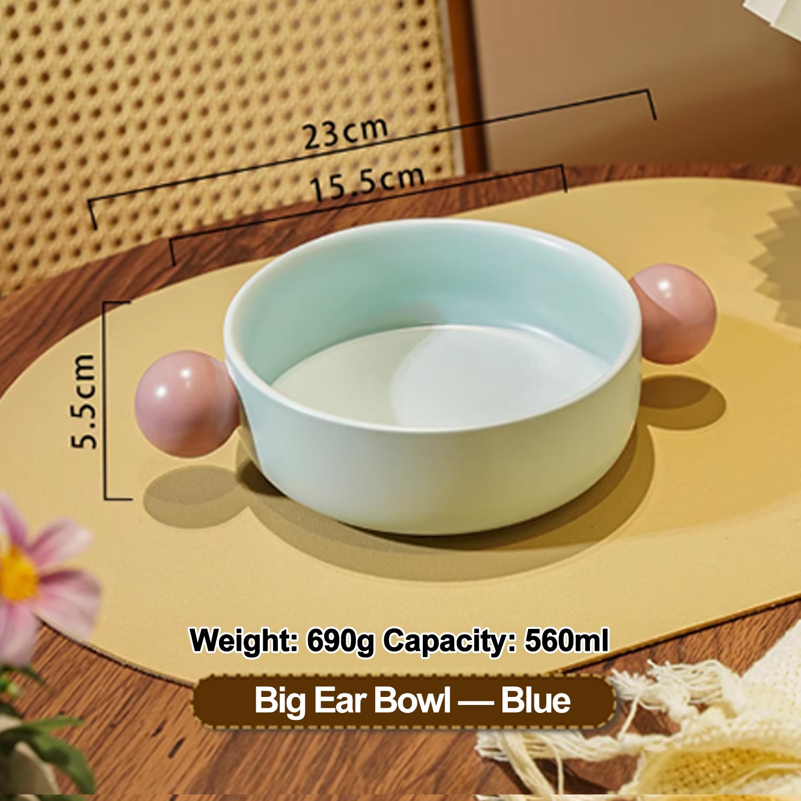 Dxcaicc Lasagne Dish Ceramics 2PCS Baking Dishesunique Round Handle Design with Double Color Combination Creative Beautiful Baking Tray,Blue