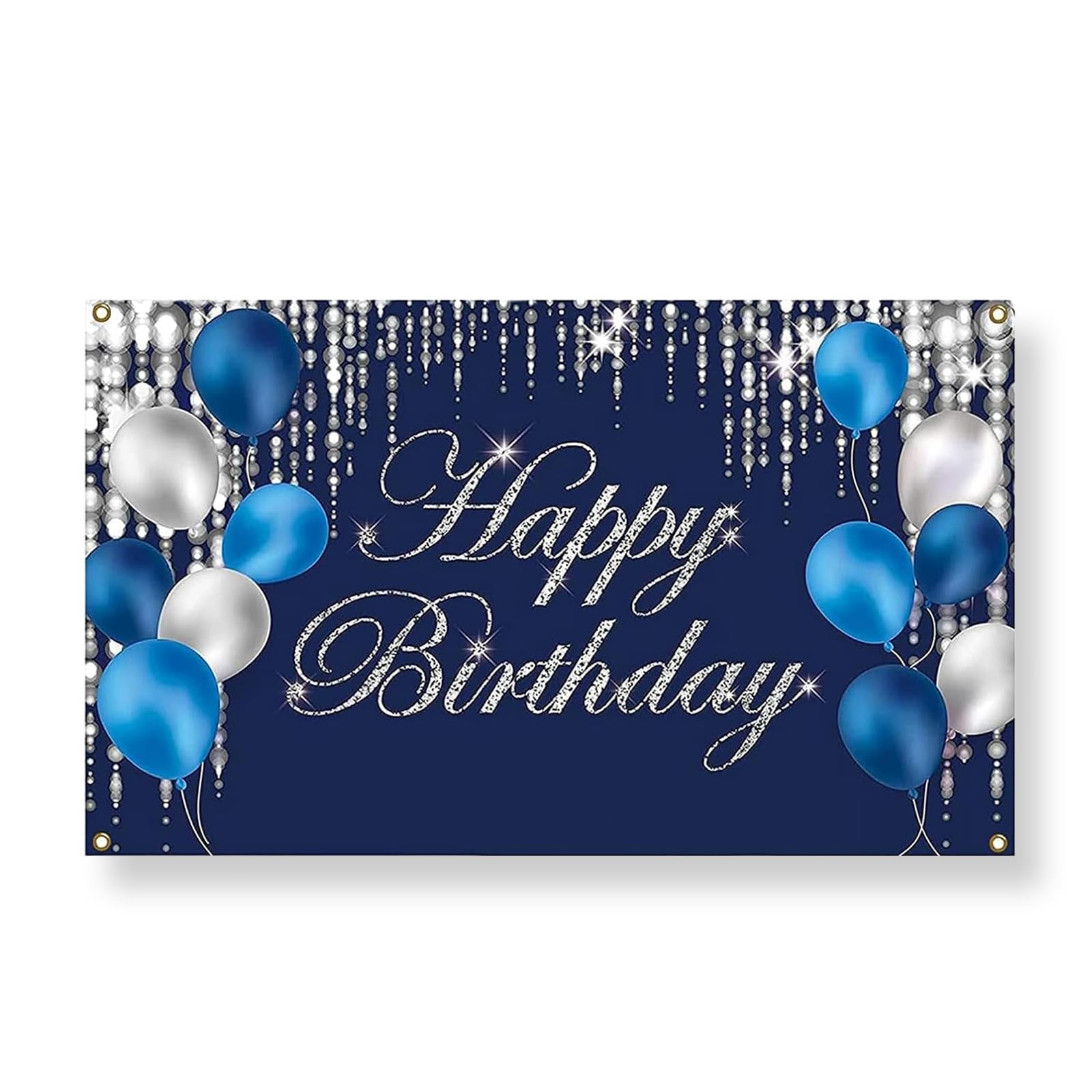 Livzikaroa Birthday Banner Blue Fabric Happy Birthday Backdrop 180 X 110 Cm Party Decoration for Home Celebrations Photo Displays and Event Decor