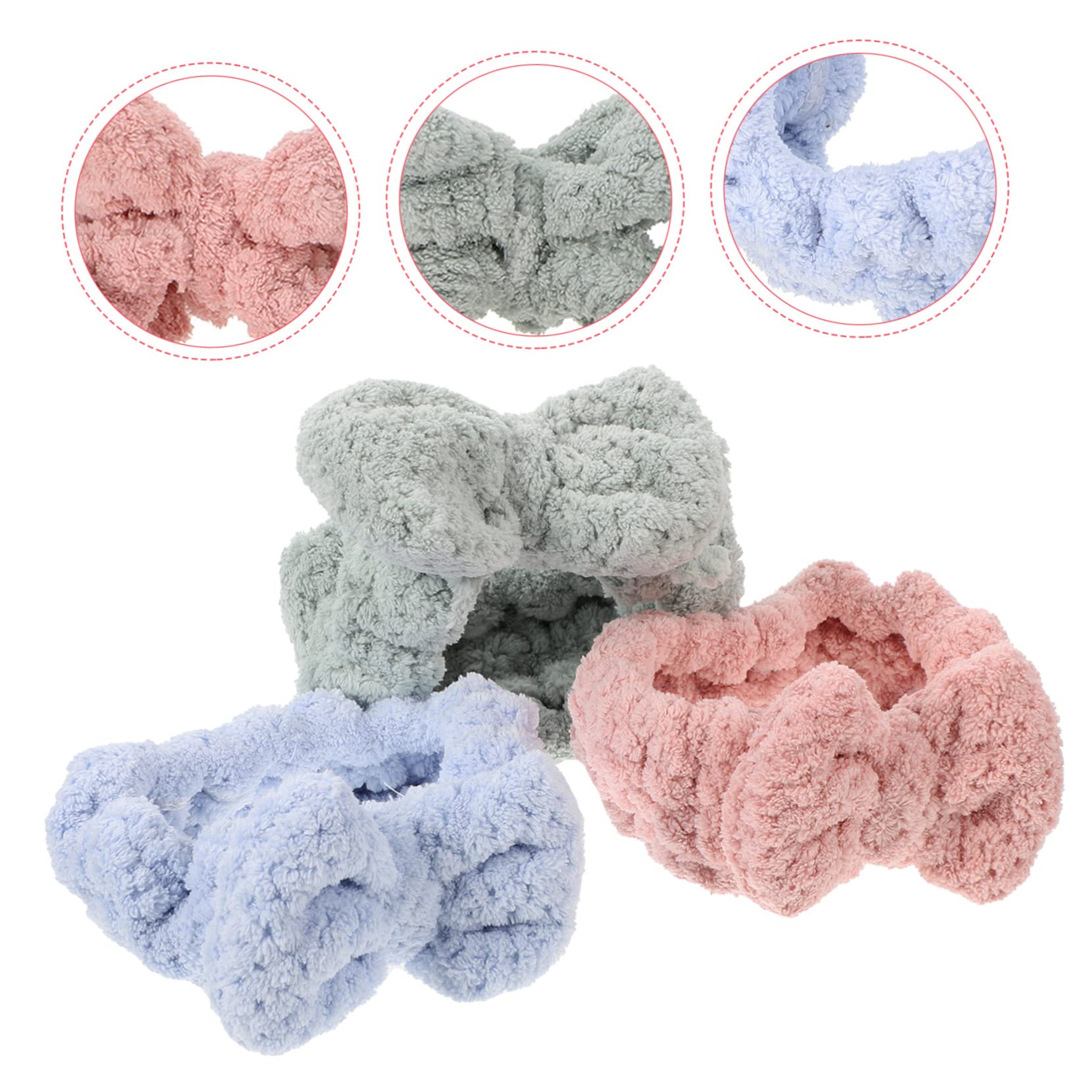 MAGICLULU 3 Set Di Fascia Per Con Fiocco Alla Moda Fascia Per Il Trucco Da Donna Fascia Morbida in Peluche Per Il Lavaggio Del Viso Fasce Per Da Ragazza 3 Pezzi*3