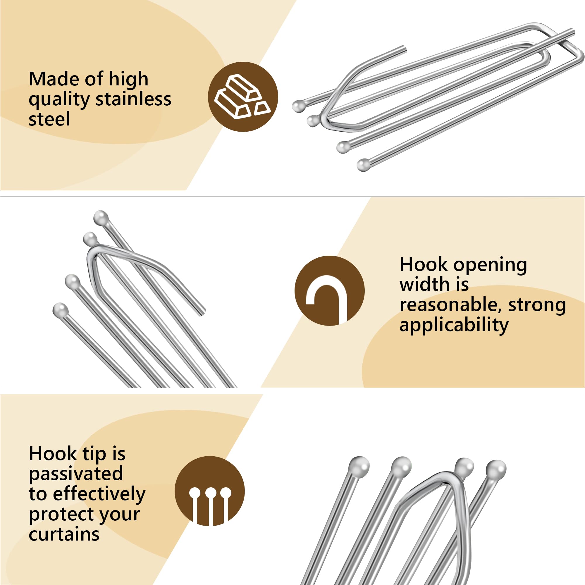 50 Ganci A Pieghe Per Tende In Acciaio Inox - 4 Punte | Per Tende E Docce - Foto 10