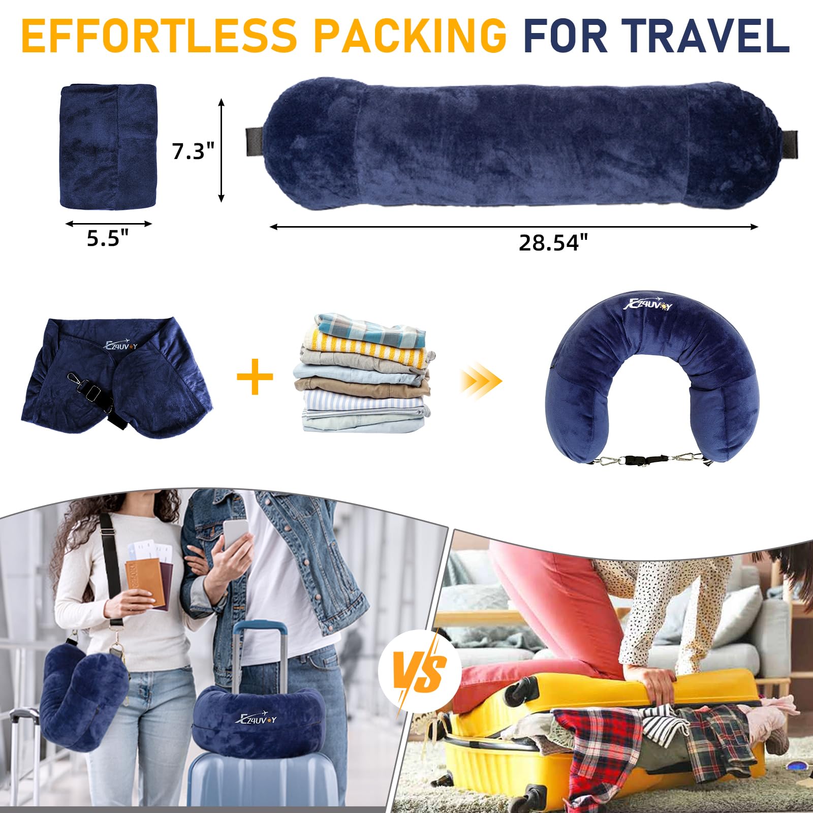 Amazon.com: EZ4UVOY Travel Neck Pillow Stuffable with Clothes