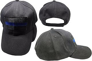 AES Thin Blue Line Police Law Enforcement Patch Black Embroidered Hat Cap (RUF)