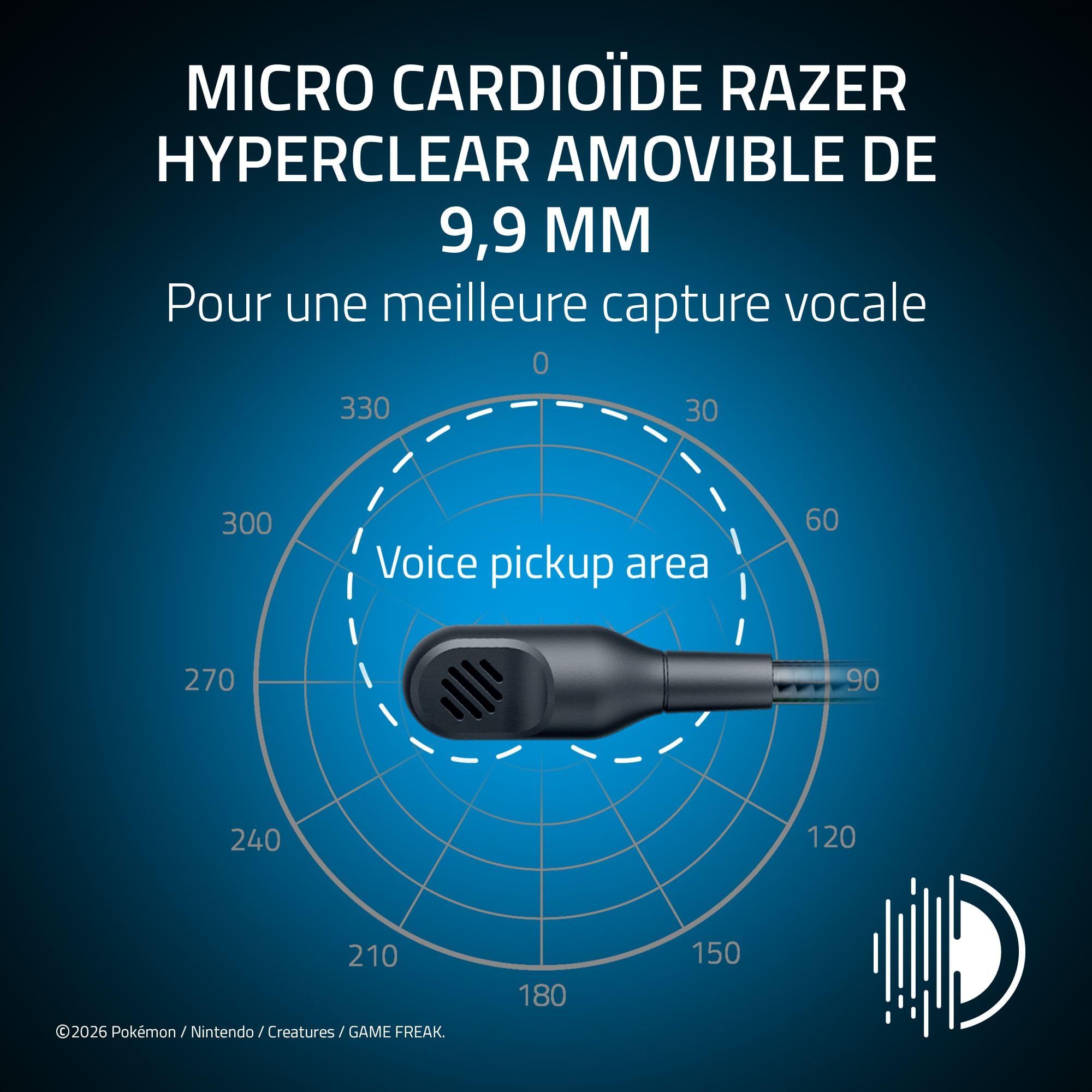 Razer BlackShark V3 X HyperSpeed Pokémon - Casque Gaming sans Fil - 270 g - Haut-parleurs Triforce 50 mm - Micro Amovible - Son Surround - sans Fil 2,4 GHz et Bluetooth | Lucario