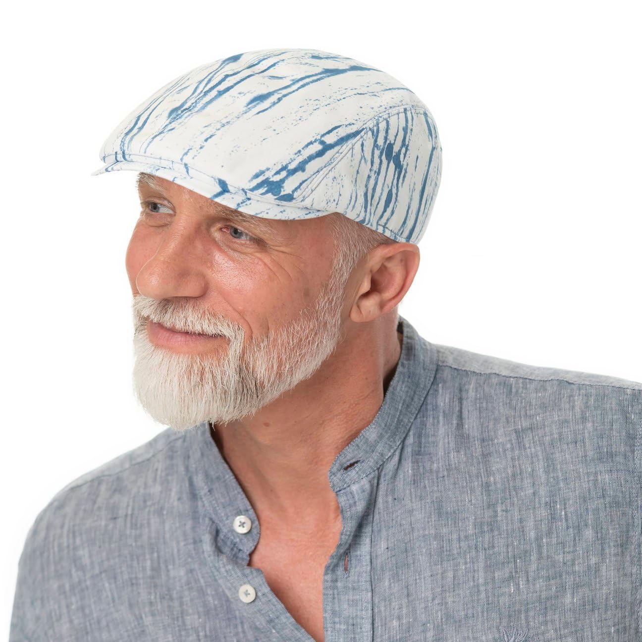 Mayser Flower Denim Flatcap Schirmmütze Herren und Damen Made in EU Frühling Sommer